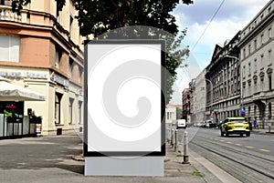 white blank advertising billboard. street mockup panel. digital lightbox poster ad banner board.