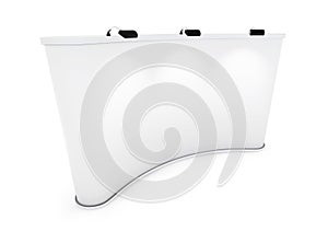 White blank advertising, trade stand on white background. 3d rendering.