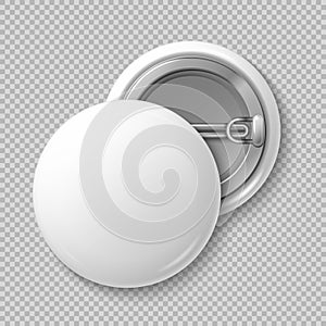 White blank badging round button badge isolated vector template
