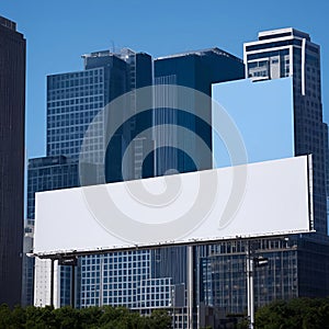 White Blank billboar in the big cities daylight generative ai illustration art photo