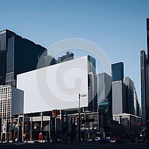 White Blank billboar in the big cities daylight generative ai illustration art photo
