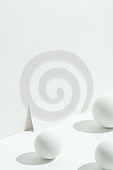 White blank business card mockup, template with geometric, sphere objects