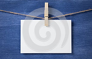 White blank card on rope