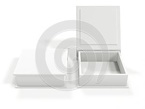 White blank cardboard box isolated on white background. Mock up template. 3d rendering