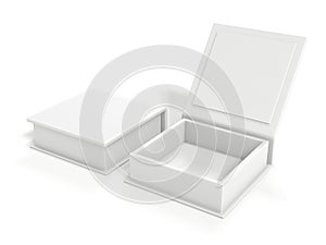 White blank cardboard box isolated on white background. Mock up template. 3d rendering