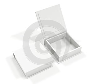 White blank cardboard box isolated on white background. Mock up template. 3d rendering
