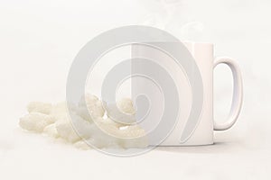 White blank coffee mug Christmas theme mock up.