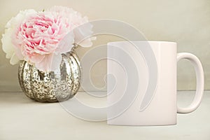 White blank coffee mug to add custom design or quote.