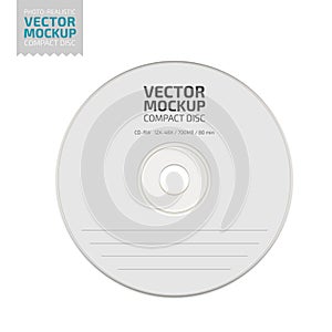White blank compact disc mock up vector. photo
