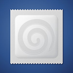 White Blank Condom Wrapper. Foil Pack Template Ready For Your Design.