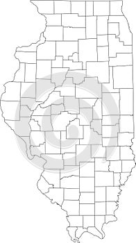 White blank counties map of Illinois, USA