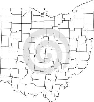 White blank counties map of Ohio, USA