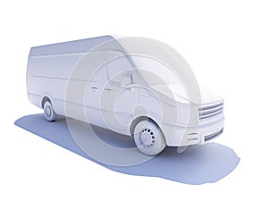 White Blank Delivery Van Isolated on White Background. Logistics and Shipment Service 3d illustration