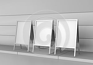 White blank empty Business Roll Up and Standee Banner display mock up Template for your Design Presentation. 3d r