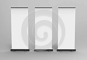 White blank empty high resolution Business Roll Up and Standee Banner display mock up Template for your Design Presentation.
