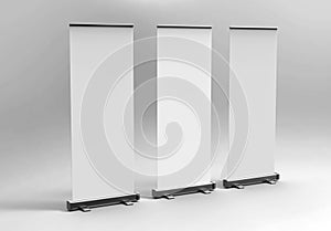 White blank empty high resolution Business Roll Up and Standee Banner display mock up Template for your Design Presentation.