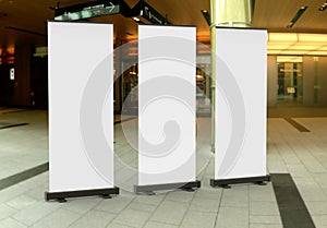 White blank empty high resolution Business Roll Up and Standee Banner display mock up Template for your Design Presentation.