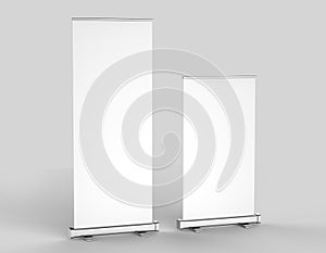 White blank empty high resolution Business Roll Up and Standee Banner display mock up Template for your Design Presentation. 3d r