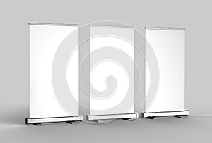 White blank empty high resolution Business Roll Up and Standee Banner display mock up Template for your Design Presentation. 3d r