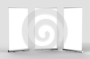White blank empty high resolution Business Roll Up and Standee Banner display mock up Template for your Design Presentation. 3d r