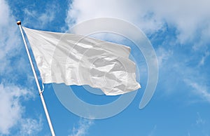 White blank flag waving in the wind