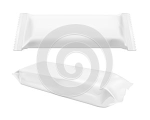 White blank foil food snack pack for chips, candy and other products. Wet wipes packaging