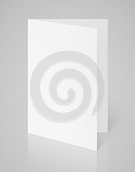 White blank folded flyer on gray