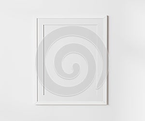 White blank frame with mat on white wall mockup, 4:5 ratio - 40x50 cm, 16 x 20 inches, poster frame mockup