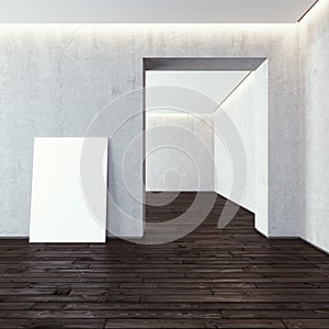 White blank frame in modern gallery