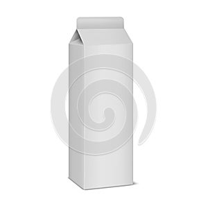 White blank gable top carton package, realistic vector mock-up. Paperboard box, mockup. Milk, juice or other product packaging