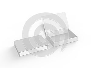 White blank hard cardboard rectangular book box mock up template, 3d illustration.