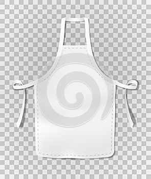 White blank kitchen chef apron isolated on transparent background. Cotton realistic apron for cooking or baker. vector