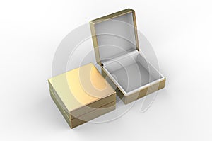 White blank luxury rigid box with inner foxing for branding presentation and mock up, 3d illustration.