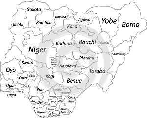 White blank map of Nigeria photo