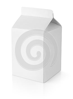 White blank milk carton package