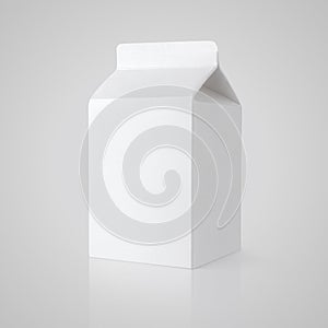 White blank milk carton package on gray