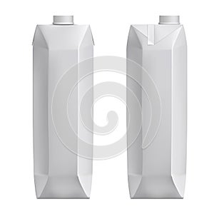 White blank mockup cardboard box, Package for milk, juice realistic 3d vector.