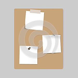 White blank note paper sheets attached to kraft board - mockup set