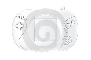 White Blank Old Portable Video Game Console oin Clay Style. 3d Rendering