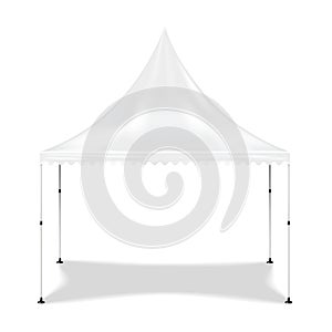 White blank pagoda tent vector mockup. Promotional canopy, folding event marquee realistic mock-up. Pop-up gazebo template