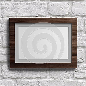 White blank photo frame on grey background. 3d render illustration