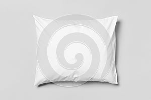 White blank pillowcase mockup. Grey background photo