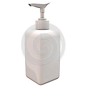 White blank plastic bottle with dispenser pump, 3d