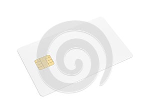 White blank plastic credit card isolated on white background.
