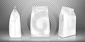 White blank plastic or foil pack realistic vector