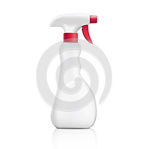 White blank plastic spray detergent bottle isolated on white background. Packaging template mockup collection. With clipping