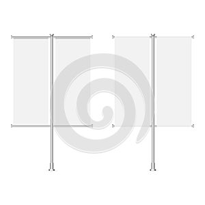 White blank pole banner advertisement flag mockup. Vector