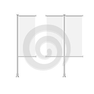 White blank pole banner advertisement flag mockup. Vector