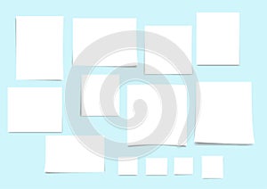 White blank post-it notes or white paper notes vector illustration