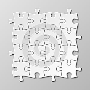 White blank puzzle piece vector set